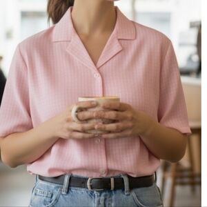 BonWorth Light Pink Button-Up Blouse, L GUC ✔️